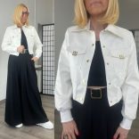 Vopse arany patentos crop bőrdzseki V6398-fehér