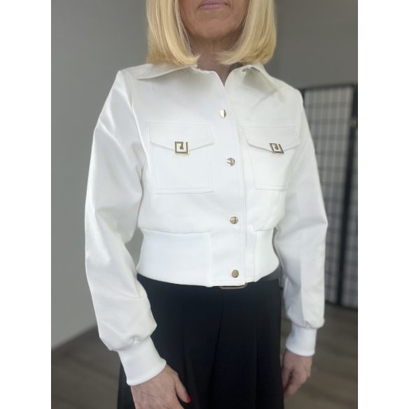 Vopse arany patentos crop bőrdzseki V6398-fehér