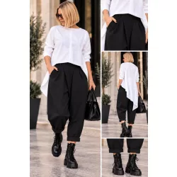 Wendy Trendy átlapolt elegáns nadrág 791436-fekete