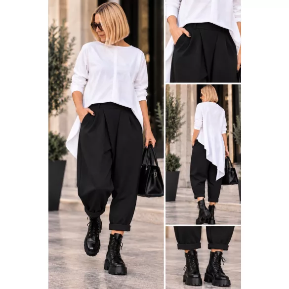 Wendy Trendy átlapolt elegáns nadrág 791436-fekete