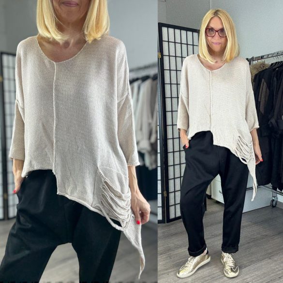 NC Fire asszimetrikus kötött pulóver-bézs