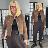 Vopse crop velúr dzseki V6526-csokibarna