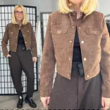 Vopse crop velúr dzseki V6526-csokibarna