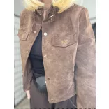 Vopse crop velúr dzseki V6526-csokibarna