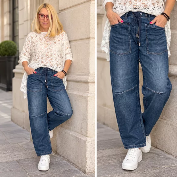S-Woman megkötős bőszárú farmer SW3002-farmerkék