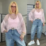 Gracia horgolt ejtett vállú női felső  73050 rózsaszín