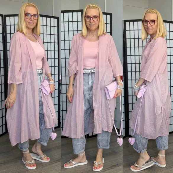 Hillary áttetsző, pamut kardigán 4857 -  púder