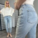 Adoro elasztikus MOM Jeans M7346-világoskék