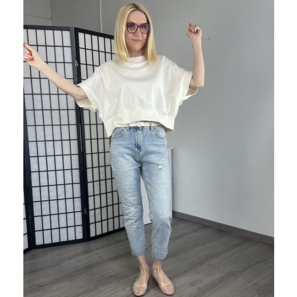 Adoro elasztikus MOM Jeans M7346-világoskék