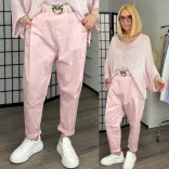 Lamya gumis derekú vászon ülepes nadrág 6512-rózsaszín