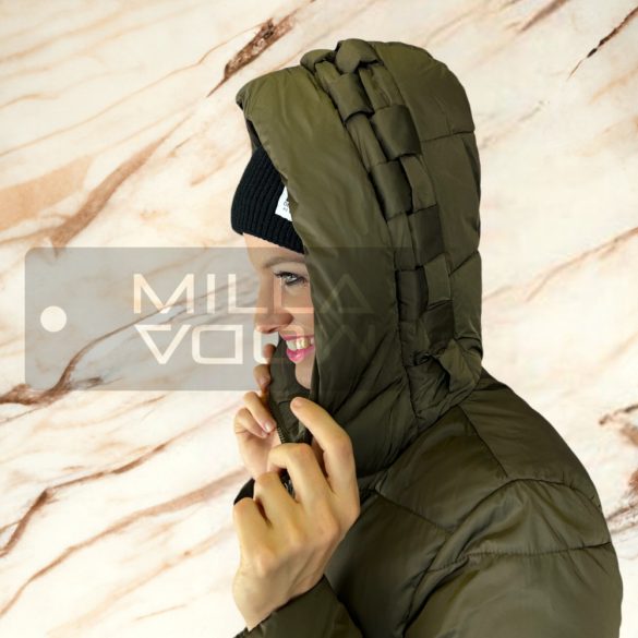 Helsinki oldalt felcipzározható kapucnis kabát 2277-e - khaki