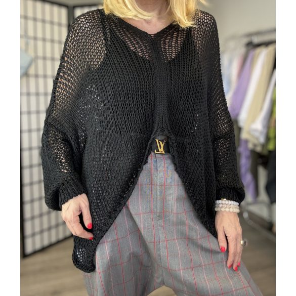 Ajsa V kivágású kötött felső 2887-fekete