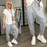 SUN ülepes cipzáros nadrág 6358 - világos szürke