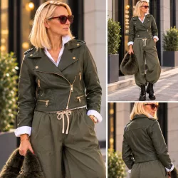 Vopse motoros dzseki arany cipzárral V6362-khaki