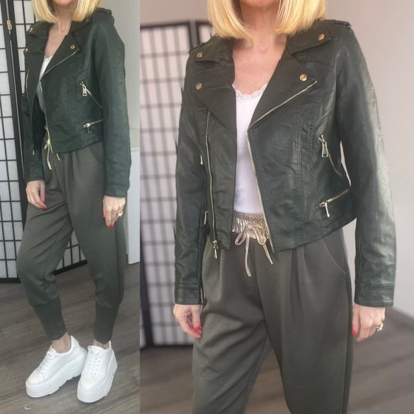 Vopse motoros dzseki arany cipzárral V6362-khaki