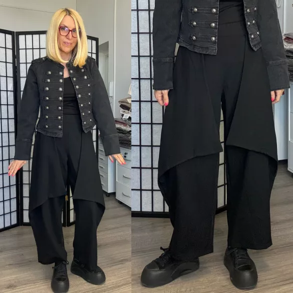 Lux Luna elegáns átlapolt nadrág53400-fekete