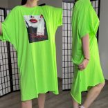 Nikole Style rövidujjú  zsebes tunika 586 - neonzöld
