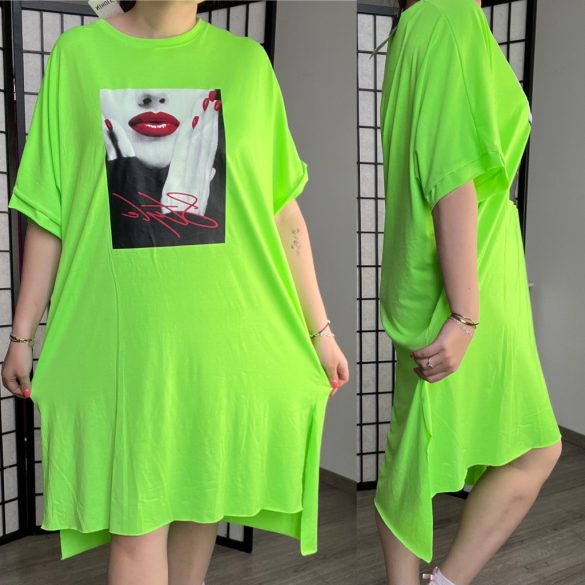Nikole Style rövidujjú  zsebes tunika 586 - neonzöld