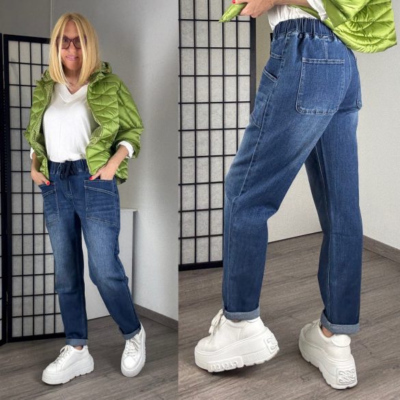 3D gumis derekú külső zsebes farmer92-62-1-sötétkék