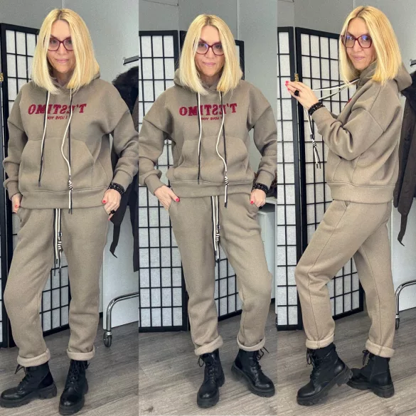 T'estimo I love you  2 részes melegítőszett 6621-7127 - taupe