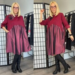 May rózsás zsebes ruha 7368 - bordó