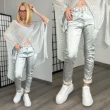 Baggy Jeans elasztikus gombos farmerJP26130A-ezüst