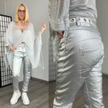 Baggy Jeans elasztikus gombos farmerJP26130A-ezüst