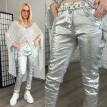 Baggy Jeans elasztikus gombos farmerJP26130A-ezüst