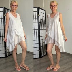 Noe lenge elől húzott ujjatlan tunika 15399 - bézs