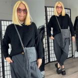 Lana környakú buklé pulóver-fekete