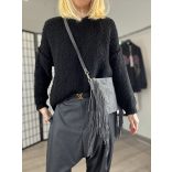 Lana környakú buklé pulóver-fekete