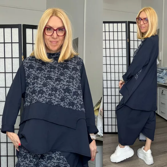 Vintage pamut tunika 3271-sötétkék