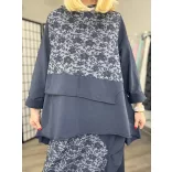 Vintage pamut tunika 3271-sötétkék