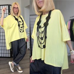 158C rövid ujjú oversize basic tunika56058-sárga