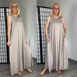 Fly Out zsebes ujjatlan maxiruha 2662 -taupe