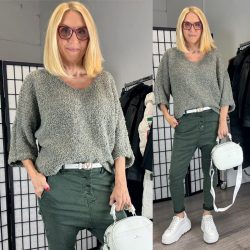 Lindsey buklé pulóver 8130 - khaki