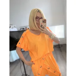   Sunflower szegecses V kivágású pamut felső 260385 - neonnarancs