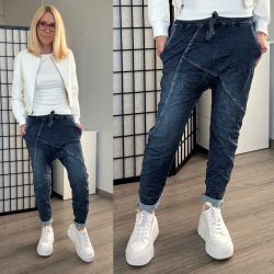 Melly ülepes farmer gumis derékkal 7158 - sötétkék