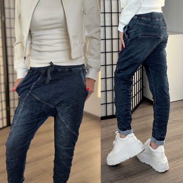 Melly ülepes elasztikus farmer gumis derékkal 7158 - sötétkék