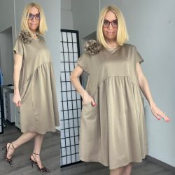 Nicky rózsás rövid ujjú ruha 7510 - barna