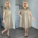 Nicky rózsás rövid ujjú ruha 7510 - barna