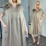 Nicky rózsás rövid ujjú ruha 7510 - barna