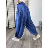 Mintás Ankara gumis derekú vékony viszkóz laza nadrág-királykék