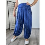 Mintás Ankara gumis derekú vékony viszkóz laza nadrág-királykék