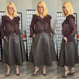 Jasmine zsebes bőrhatású szoknya81736-csokibarna