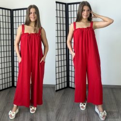 NC Firenze vállpántos zsebes overál21199-piros