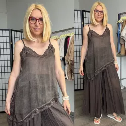 Lou aszimmetrikus pamut csipkés lingerie 23471 -csokibarna