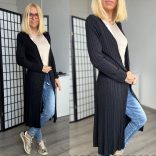 Anna hosszú ujjú bordás kardigán 22388 - fekete