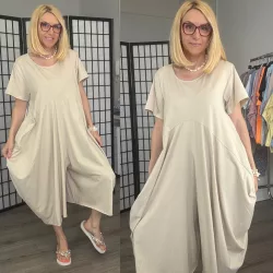Cinzia oversize pamut overál 26158-bézs