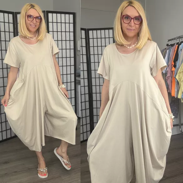 Cinzia oversize pamut overál 26158-bézs